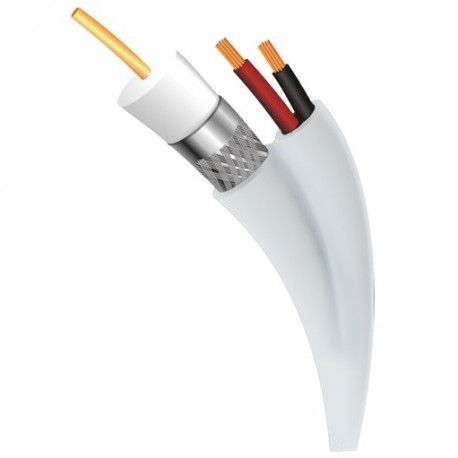 Cable Coaxial RG59, Siamex, Malla de cobre 95%, 20 AWG + 2 Conductores 20 AWG, Color Blanco, 305m. Mod. 820082.