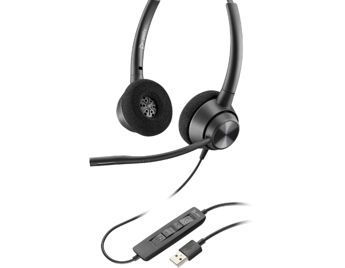 Diadema Profesional Alambrica Poly EncorePro Biaural, NC y USB-C. Mod. EncorePro 320 USB-C