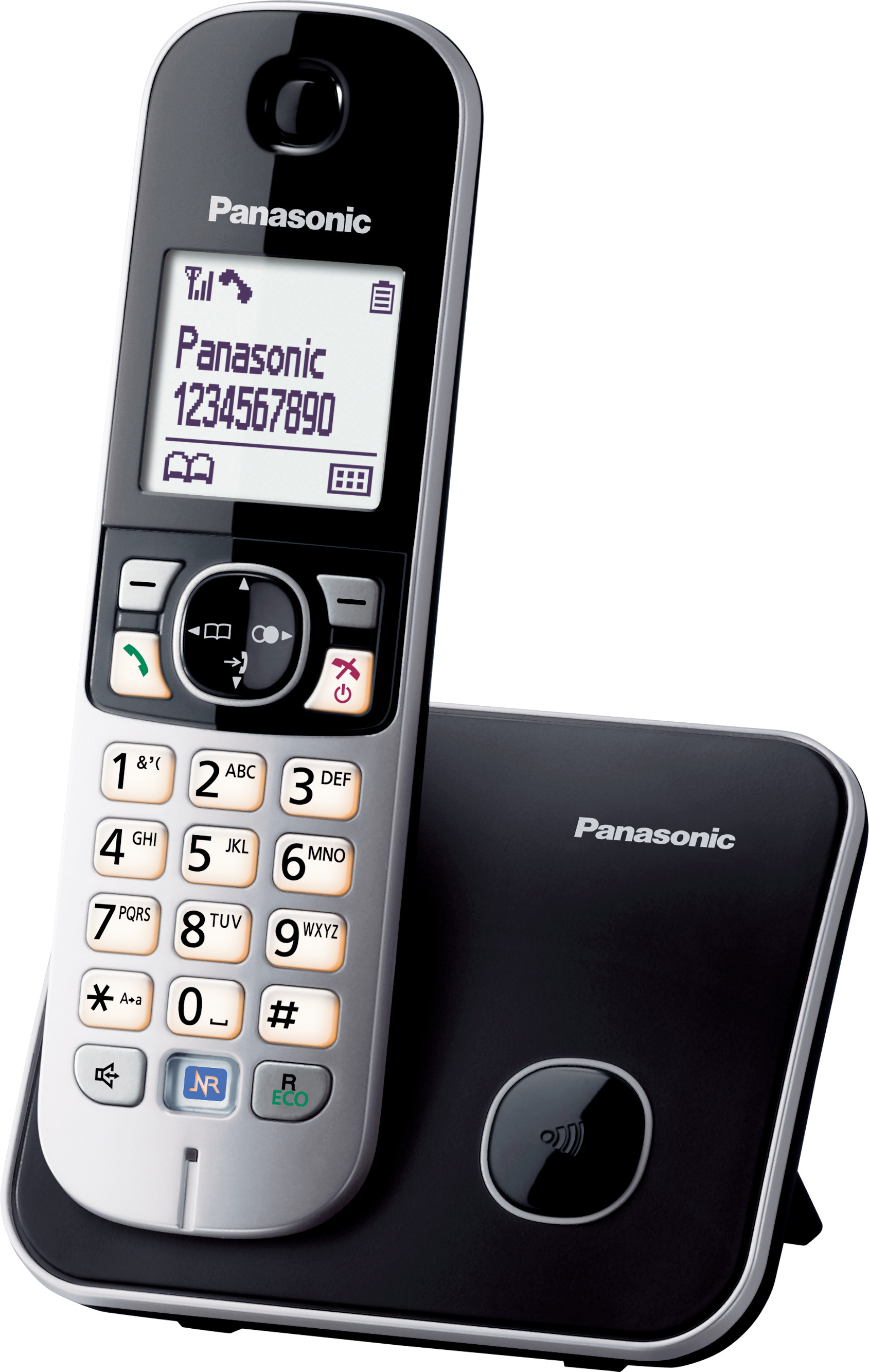 Teléfono Inalámbrico Panasonic DECT 6.0, pantalla LCD en blanco 1.8 pulg., Caller ID, modo nocturno, bloqueo de llamadas, manos libres. Mod. KX-TG6811MEB