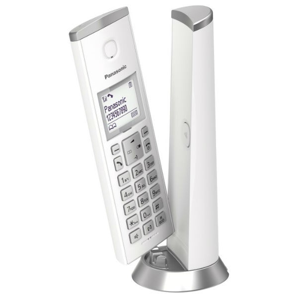 Teléfono inálambrico DECT  vertical, pantalla LCD 1.5", manos libres CID. Mod. KX-TGK210MEW