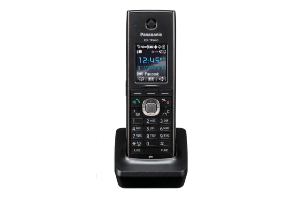 Telefono Inalambrico para TGP600, pantalla LCD 1.8", audio HD, intercom local o red, teclas de navegacion, 2.5 mm, teclado iluminado, color negro. Mod. KX-TPA60B